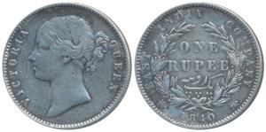 Victoria Queen, Silver Rupee, 1840, divided legend, Calcutta Mint, Mule, WW raised, 25 Ber