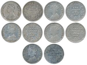 Victoria Queen & Empress, Silver 2 Annas, 1862, Bombay Mint, 1875, Calcutta Mint, both A /