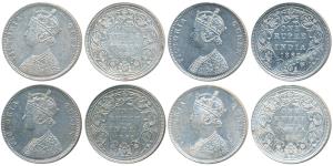 Victoria Queen, Silver Rupee (4), 1862, Bombay Mint, A / II / 0 / 5; A / II / 0 / 6, three
