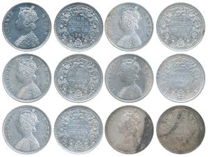 Victoria Queen, Silver Rupee, 1862 (6), Bombay Mint, A / II / 0 / 5, (Prid 85) (3); A / II