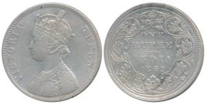 Victoria Queen, Silver Rupee, 1862, Bombay Mint, A / II / 2 / 0, (Prid 70). About Very Fin