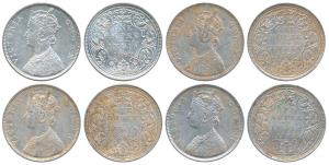 Victoria Queen, Silver Rupee, 1862 (4), Bombay Mint, B / II / 2 / 0, (Prid 71) (2); B / II