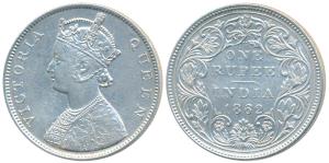 Victoria Queen, Silver Rupee, 1862, Bombay Mint, B / II / 3 / 0, dots not in one line, Unl