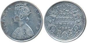 Victoria Queen, Silver Rupee, 1862, Bombay Mint, D / II, plain cones, this variety was str