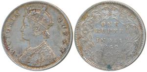 Victoria Queen, Silver Rupee, 1862, Calcutta Mint, B / III, 150 ridges, 30.6 mm, (Prid 60)