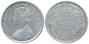 Victoria Queen, Silver Rupee, 1862, Calcutta Mint, B / III, 150 ridges, 30.6 mm, (Prid 60)
