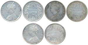 Victoria Queen, Silver Rupee, 1862, Madras Mint, E / II, Entirely new design of the bust e
