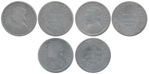 Victoria Empress, Silver ¼ Rupee, 1882, Bombay Mint, A / II / dot, (Prid 412); C / I / dot