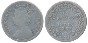 Victoria Empress, Silver ¼ Rupee, 1883, Bombay Mint, C / II / dot, (Prid 415A). About Fine
