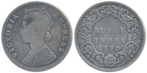 Victoria Empress, Silver ¼ Rupee, 1890, Bombay Mint, C / I / B incuse, Unlisted in Pridmor