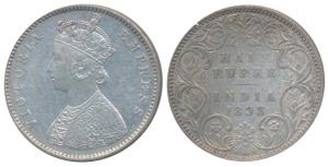 Victoria Empress, Silver ½ Rupee, 1893, Bombay Mint, A / I / B incuse, (Prid 303). Very Fi