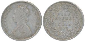 Victoria Empress, Silver ½ Rupee, 1897, Bombay Mint, A / I / B incuse, (Prid 305). About V