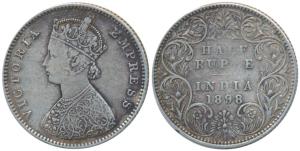 Victoria Empress, Silver ½ Rupee, 1898, Bombay Mint, A / I / B incuse, Normal ‘B’, ‘8’ str