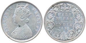Victoria Empress, Silver ½ Rupee, 1899, Bombay Mint, A / I / B incuse, Inverted ’B’, (Prid