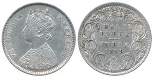 Victoria Empress, Silver ½ Rupee, 1899, Bombay Mint, A / I / B incuse, Inverted ‘B’, (Prid