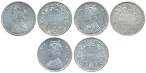 Victoria Queen, Silver Rupee (3), 1875, Calcutta Mint, A1 / I / No mint mark, (Prid 113); 