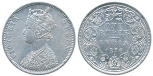 Victoria Queen, Silver Rupee, 1876, Bombay Mint, A2 / II / dot, (Prid 147). Very Fine+.