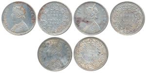 Victoria Queen, Silver Rupee (3), 1876, Calcutta Mint, A1 / I / No mint mark, (Prid 114); 