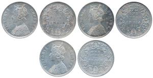 Victoria Empress, Silver Rupee, 1877, Calcutta Mint, A1 / I / No mint mark; Bombay Mint, A