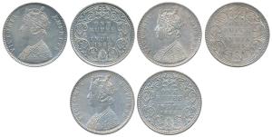 Victoria Empress, Silver Rupee, 1882, Bombay Mint, A3 / I / dot; 1885, A3 / II / B raised;