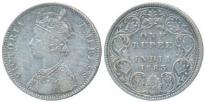 Victoria Empress, Silver Rupee, 1883, Bombay Mint, A3 / I / B raised and dot, (Prid 163). 