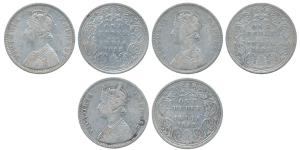 Victoria Empress, Silver Rupee, 1883, Calcutta Mint, A1 / I / C incuse, Bombay Mint, A3 / 
