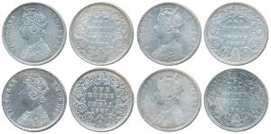Victoria Empress, Silver Rupee, 1886 & 1887, both Calcutta Mint, A4 / I / C incuse, (Prid 