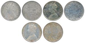 Victoria Empress, Silver Rupee (3), 1889, Bombay Mint, C2 / I / B incuse, 1890, Calcutta M