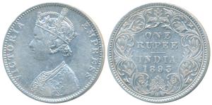 Victoria Empress, Silver Rupee, 1893, Bombay Mint, C2 / I / B incuse, 3 over 2 in date, ol
