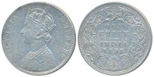 Victoria Empress, Silver Rupee, 1898, Bombay Mint, C2 / I / B incuse, 8 over 4 in date, ol