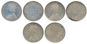 Victoria Empress, Silver Rupee, 1900, Bombay Mint, A3 / I / B incuse, (2); 1901, Calcutta 