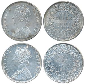 Victoria Empress, Silver Rupee, 1901, Calcutta Mint, C3 / I / C incuse, (Prid 139); Bombay