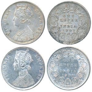 Victoria Empress, Silver Rupee, 1901, Calcutta Mint, C3 / I / C incuse, (Prid 139); Bombay