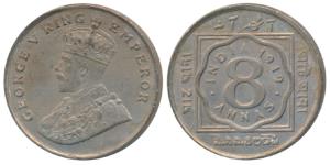 George V, Cupro-Nickle 8 Annas, 1919, Calcutta Mint, (Prid 870). About Uncirculated, Rare 