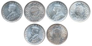 George V, Silver 2 Annas, 1914, Bombay Mint, 1916, 1917, both Calcutta Mint, (Prid 573, 56