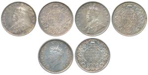 George V & George VI, Silver ½ Rupee, 1936 (2) and 1939 Bombay Mint, (Prid 350 & 352). Nic