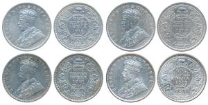 George V, Silver Rupee (4), 1915, Calcutta and Bombay Mints; 1918 and 1919, Calcutta Mint 