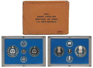 1982 Proof Set, IX Asian Games Delhi, set of 4, 10 Paisa to Rupees 100. In near immaculate