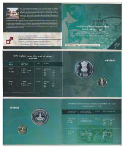 2011 Uncirculated Set, 100 Years of Indian Council of Medical Research, set of 2, Rupees 5
