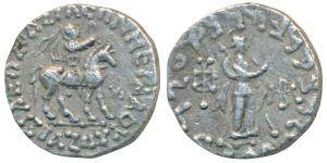 Indo-Scythians, Azes II, Silver Tetradrachm, 9.17g, obv. king mounted on a horse to right,