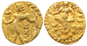 Guptas, Chandragupta II (380-413 AD), Gold Dinar, 7.76g, ‘Archer’ type, obv. king nimbate,