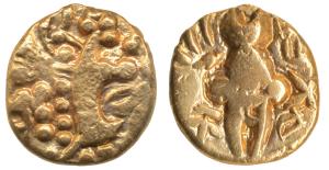 Karkotakas of Kashmir, Pratapaditya (5th century AD), Base Gold, 7.41g, obv. seated goddes