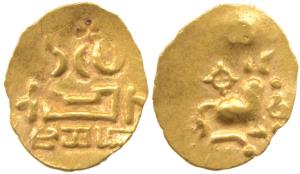 Eastern Gangas of Orissa (c. 13th century), Gold Ganga Fanam, 0.43g, Uncertain ruler readi