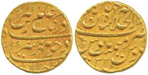 Aurangzeb, Gold Mohur, 10.87g, Dar al-Khilafat Shahjahanabad Mint, AH 1099/32 (KM 315.42).