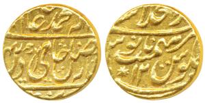 Shah Alam II (AH 1174-1221; 1759-1806 AD), Gold Mohur, 10.89g, Dar-ul-Khilafat Shahjahanab
