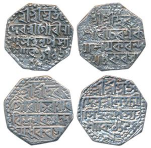 Lakshmi Simha, Silver Rupee, SE 1694; Gaurinath Simha, Silver Rupee, SE 1716.Very Fine. (2
