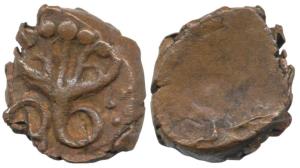 Ghorpade Chiefs of Guty, Copper Unit, 1.37g, obv.a beautiful five headed cobra, rev. Kille