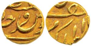 Mir Mahabub Ali Khan, Gold 1/8 Ashrafi, 1.38g, Farkhanda Bunyad Hyderabad Mint, (KM 19). E
