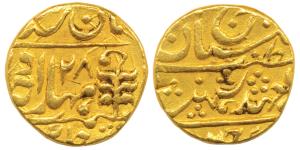 Man Singh II, Gold Mohur, 10.78g, Sawai Jaipur Mint, with the name of George VI, RY 28 (KM