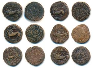 Krishna Raja Wodeyar(AH 1225-1285; 1810-1868 AD), Copper 20 Cash (6), type V, Mysore Mint,
